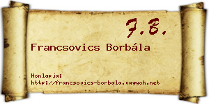 Francsovics Borbála névjegykártya