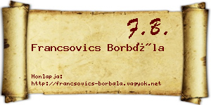 Francsovics Borbála névjegykártya